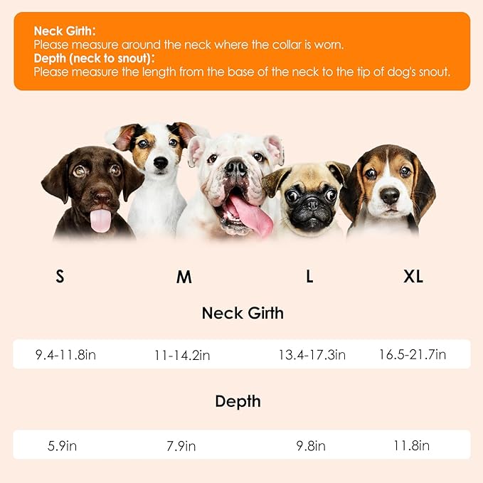 SAWMONG Soft Cone for Dogs, Dog Cones for Large Dogs, Adjustable Pet Recovery Collar to Stop Licking, Comfy Elizabeth E-Collar for Dog After Surgery Alternative (XL,Orange)