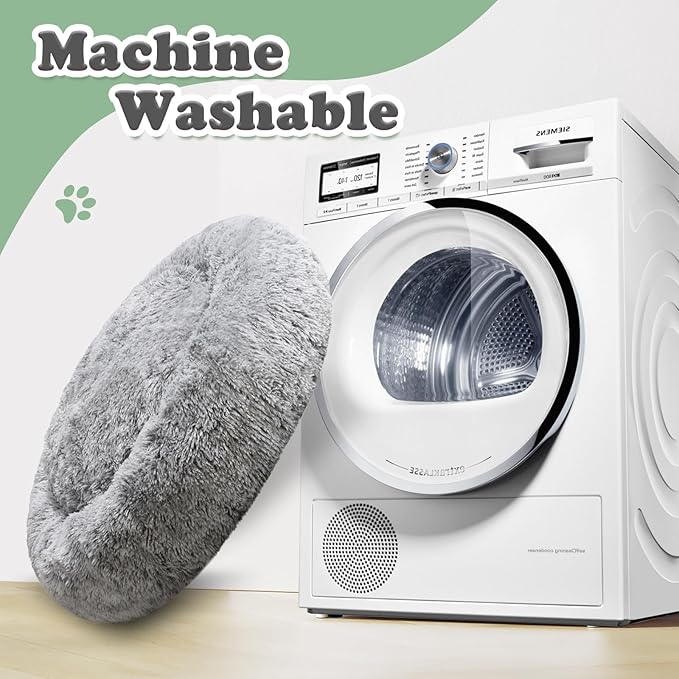 JOLLYVOGUE Dog & Cat Bed, Calming Anti-Anxiety Pet Bed for Small Dogs, Fluffy Donut Cushion for Small and Medium Pets (20")