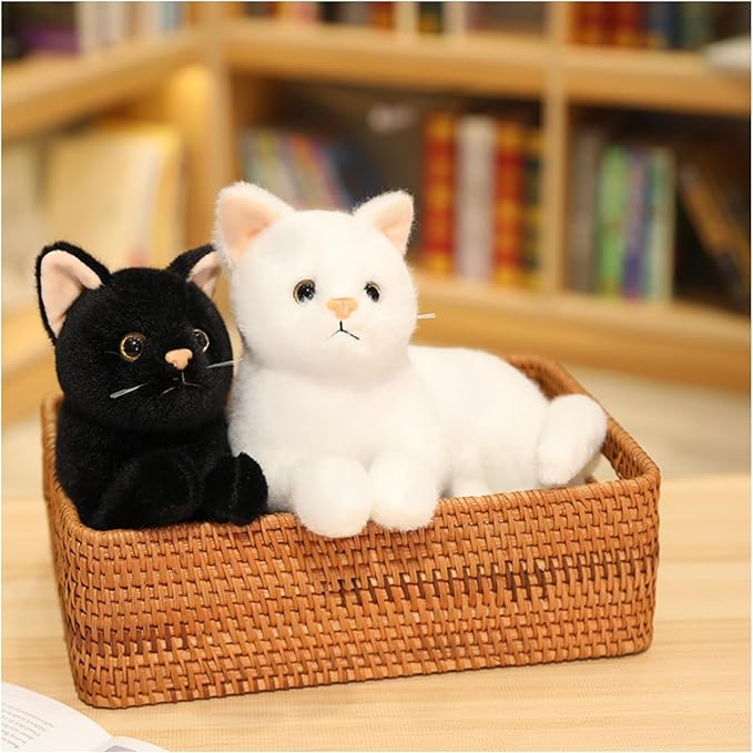 Cute cat Plush Toys, pet Animal Stuffed Toys, Children's Gifts, (Black)