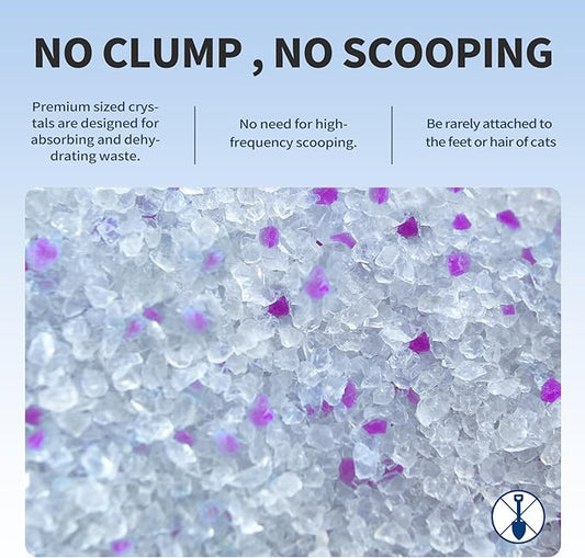 Cat Litter Crystals No Clumping Odor Control Kitty Litter Non-Clumping No scooping Low Dust, Low Tracking, Dehydrates Waste Lavender - 8.6 lbs (2 x 4.3 lb Packs)