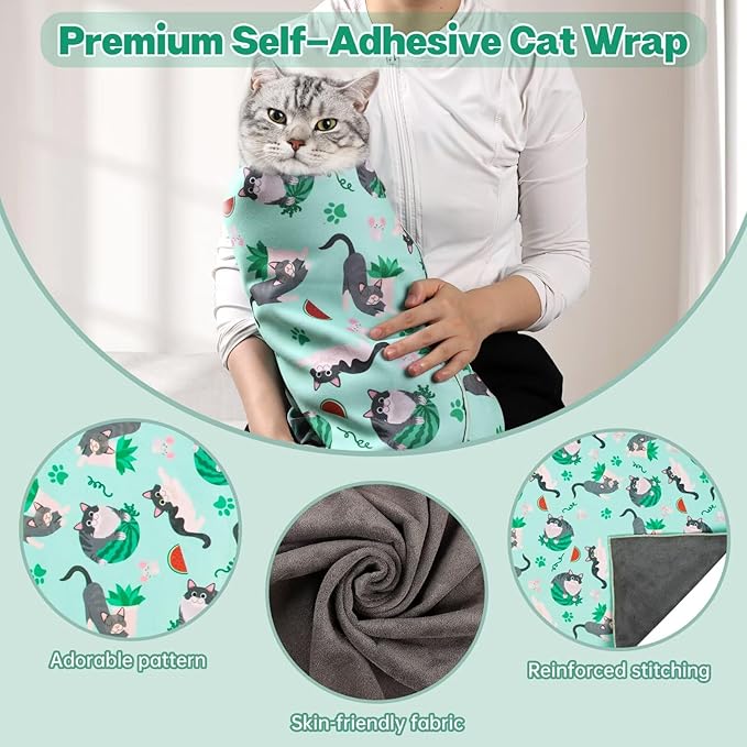 Paw Legend 21.7" Cat Wrap for Grooming Cat Wrap for Cutting Nails Cat Restraint for Nail Clipping Self Adhesive Blanket Restraint Cloth for Cats Within 6lbs