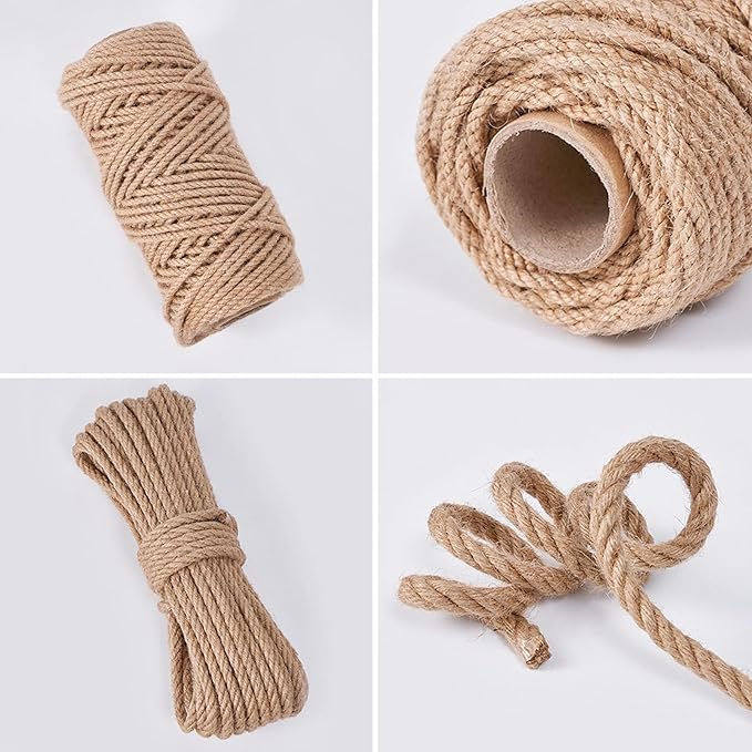Nature Hemp Rope,sisal rope for cat scratcher,rope for cat scratch post，cat scratching post replacement,Cat Scratcher Replacement Rope Heavy Duty Jute Twine for Cat Tree and Tower, DIY (1/4inch,100FT)