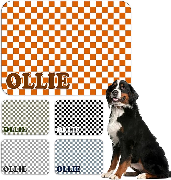 Personalized Dog Cat Feeding Mat Custom Pet Food Mat Waterproof Non-Slip Customized Puppy Name Photo Placemat Dish Rug Floor Protector Gifts for Pets Lover Pattern 7
