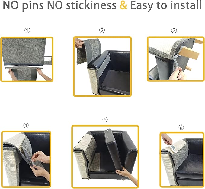 Fully Wrapped Cat Scratcher Couch- Natural Sisal Furniture Protection from Cats-Corner cat Scratcher for Couch Bed,Chair-Easy Installation