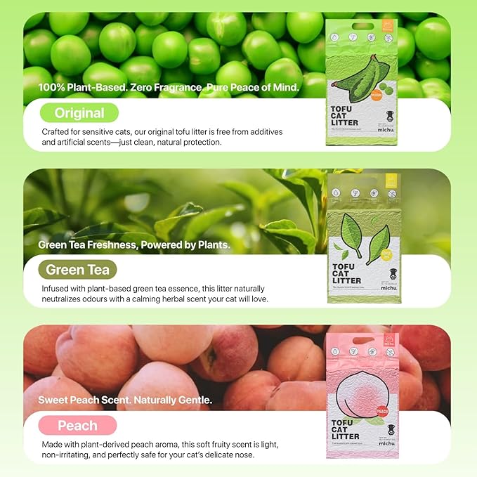 Tofu Cat Litter Natural Clumping Tofu Cat Litter, Fast Clumping and Easily Scoop-able 5.5lb/88oz 5 Scents - Ocean Fresh, 6 Pack