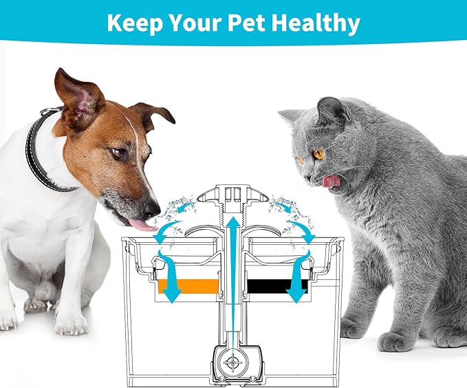 Cat Water Fountain Filter,Cat Fountain Filters Replacement Filters for 81oz/2.4L Automatic Pet Water Fountain Dispenser (Round 4+2 Pack)