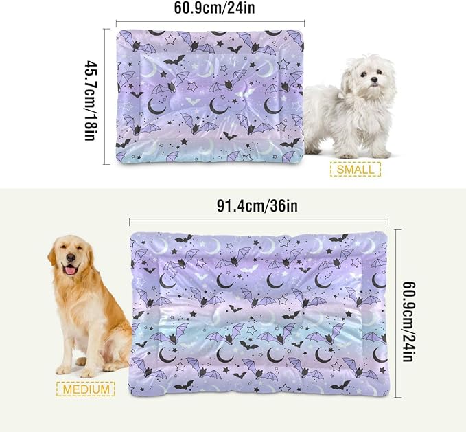Pet Bed Purple Bat Moon Dog Bed Mat Absorbing Non Slip Pad Pet Sleeping Mat for Small, Medium, and Large Dogs Puppy Cat 36 in x 24 in