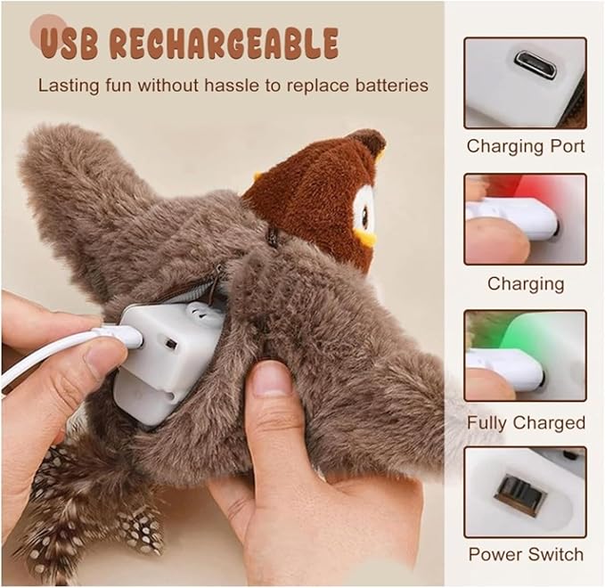 Flapping Bird Cat Toy, Cat Toys for Bored Indoor Adult Cats (No Flying) - Interactive Automatic Cat Toy with Chirping & Flapping Wings, Catnip Toy for Cats, Juguetes para Gatos