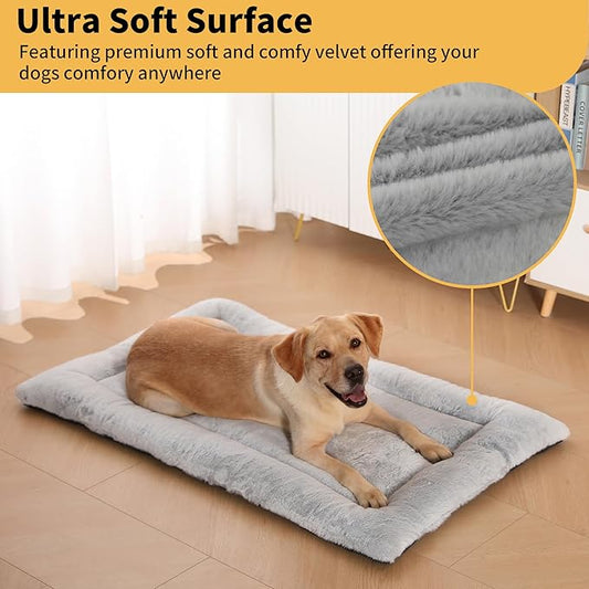 Dog Crate Pad Dog Bed Mat for XL Large Dogs Washable Pet Kennel Pad for 48 inch Cage Ultra Soft Flat Puppy Mattress Cat Cushion for Cozy Sleeping Anti-Slip (48" x 30", Grey)