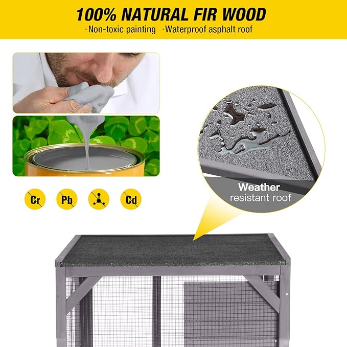 Aivituvin Cat House Outdoor Catio Cat Enclosures on Wheels 70.9" Kitty House with Upgraded Resting Box,Waterproof Roof