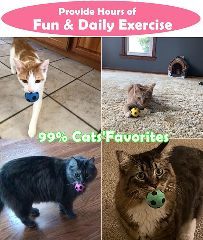 Foam Soccer Balls Cat Toys 100 Pack - Soft Cat Sponge Balls Toys for Indoor Cats, 1.65", Present Box.