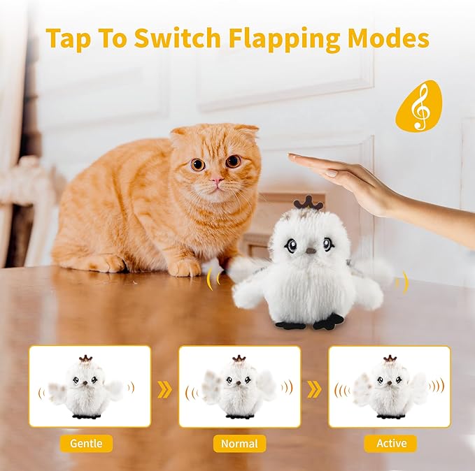 Gigwi Interactive Cat Toys for Indoor Cats, Flapping and Chirping Catnip Toys for Cat Exercise, Automatic Cat Toy with Beating Wings & Real Feather Tail, Rechargeable Cat Kicker Toy Prince