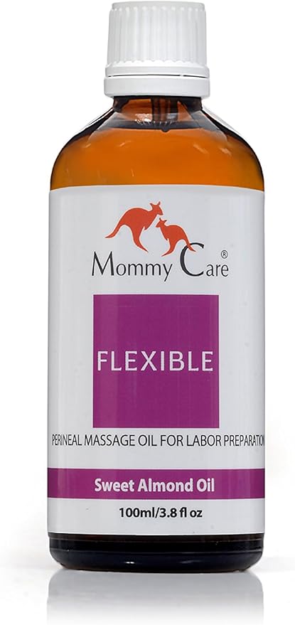 Mommy Care Perineal Massage Oil Labor Preparation, Flexible Perineal Massage Oil, Sweet Almond Oil for Pregnancy and Postpartum Recovery 100ml/3.38 fl.oz Organic All Natural