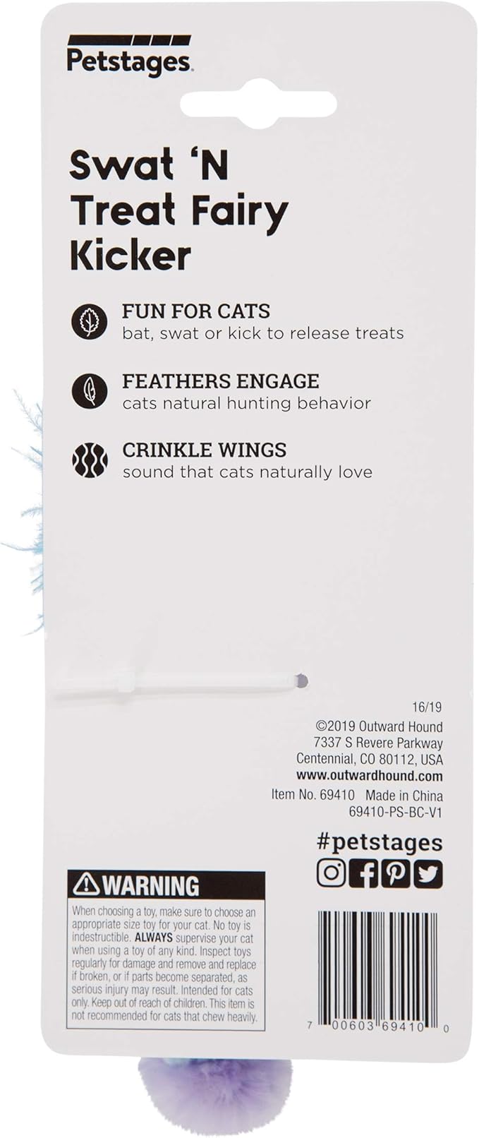 Petstages Swat 'N Treat Fairy Kicker Treat-Dispensing Toy for Cats