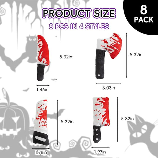 8pcs Catnip Toy, Indoor Knife Shaped Cat Toy Horror Plush Interactive Chew Bite Toys for Halloween Christmas Cat Kitten Indoor Festive Holiday Cat Lover Gift