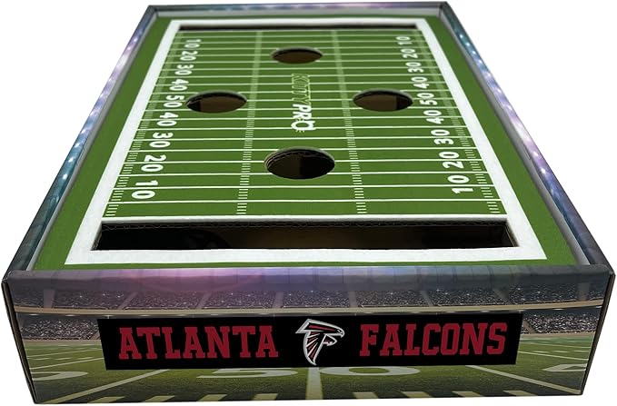 NFL Atlanta Falcons Football Stadium Cat Scratcher Find & Play Box. Game Day Toy With 2 Jingle Bell Balls. Football Field Felt Scratcher Play and Lounge Stimulating Game