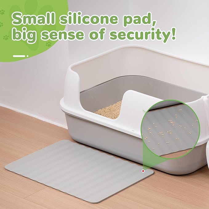 Li&Zhao Dog Food Mat - Wave Cat Food Mat Pet Food Mat Dog Bowl Mat Waterproof Pet Mats for Food and Water for Floors Waterproof(Gray)