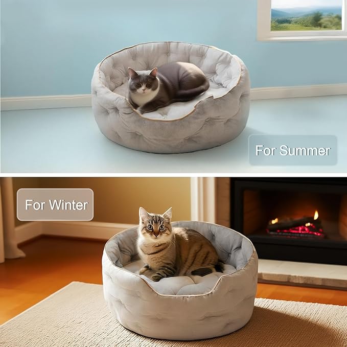 Cute Cat Beds Kitten Beds，Small Dog Beds, Washable Pet Beds for Puppy and Kitty, 20 Inch