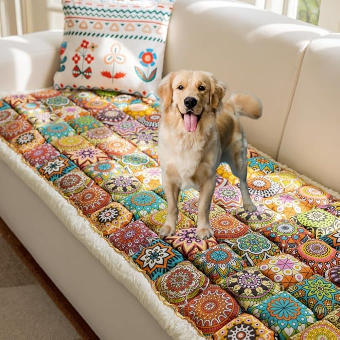 Pet Friendly Sofa Cover,Funny Cat Mat Sofa Cover，Anti-Slip Dog Bed Sofa Cover，Washable Pet Bed Couch Cover for Large Dogs (Orange, 70 * 150cm/28 X 59 in)