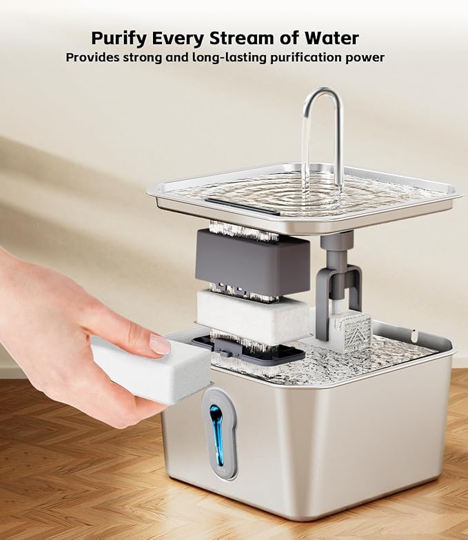 Cat Water Fountain Filter Replacement 32 Packs for UPAWPIA 4L Pet Water Foutain 16 Filters & 16 Sponges Water Filter for Cat Fountain