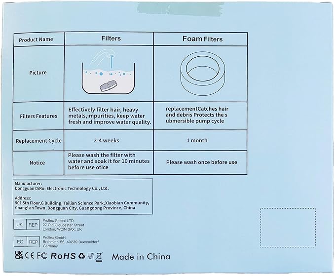 Cat Fountain Replacement Filters: 24 Pet Fountain Filter for FOFNON Cat Water Fountains - 6 Months Set of Pet Fountains Filter - Including12 Pieces Filters + 12 Pieces Sponges