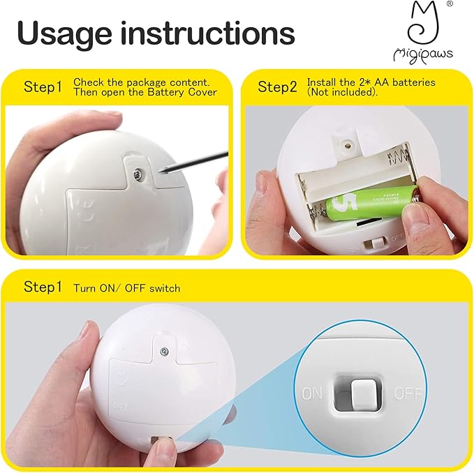 Migipaws Interactive Cat Toys, Butterfly & Feather Kitten Toy,Automatic Spinning Ball for Indoor Bored Cats,Self Play Intelligent Touch Senser, 3 Replacements