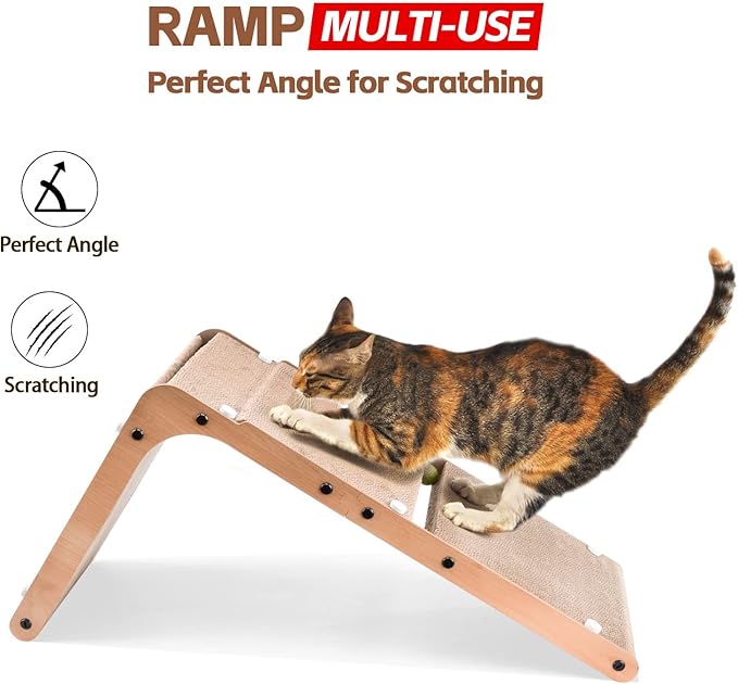 AUSCAT Cardboard Cat Scratcher, Vertical Cat Scratchers for Indoor Cats, 27.2 Inch L-Shape Cat Scratch Pad with Two Build-in Toy Balls