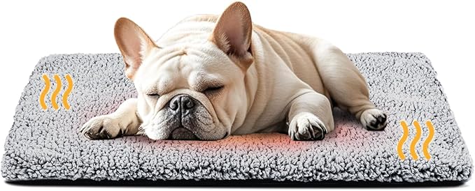 Dog Bed Mat Self Heating Pad for Medium Small Dogs, Dog House Bed Crate Pad for Sleeping Self Warming Pet Bed Puppy Blanket with Removable Washable Cover, Grey 36 Inches