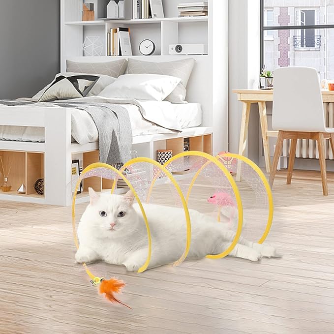 2 Packs Foldable Spiral Cat Tunnel - Large, Interactive, Outdoor & Indoor Play, Decompression Spring Coil Toy