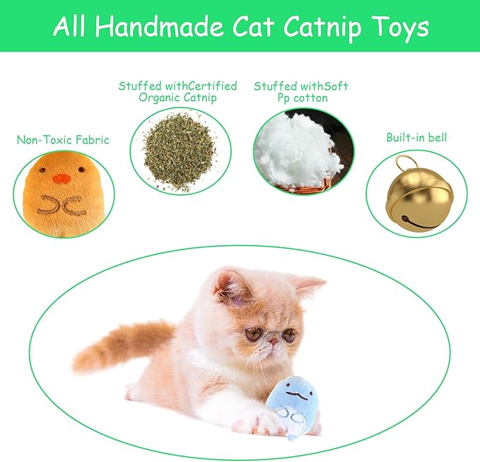 6 Pack Catnip Toys for Indoor Cats – Plush Chew & Kick Toys for Kittens and Adults – Catnip Stuffed Soft Cat Toys for Exercise, Anxiety Relief & Interactive Play