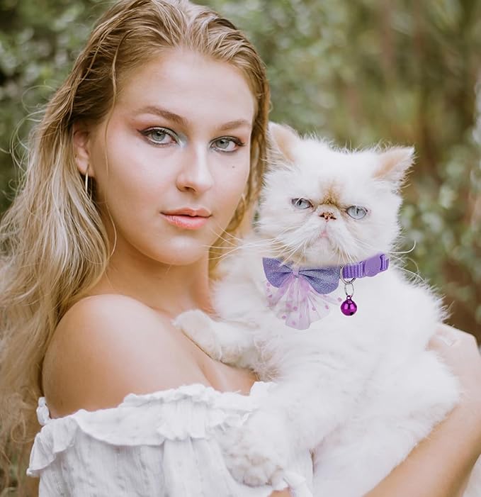 16 PCS Cute Cat Collars Breakaway with Bell for Boy Cats and Girl Cats Gifts (#2-Multicolor Lace)