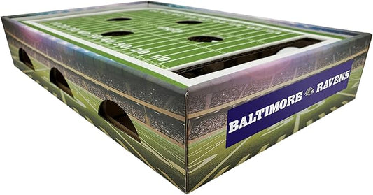NFL Ravens Football Stadium Cat Scratcher - Felt Scratching Pad for Cats, Game Day Cat Toy with Jingle Bell Balls