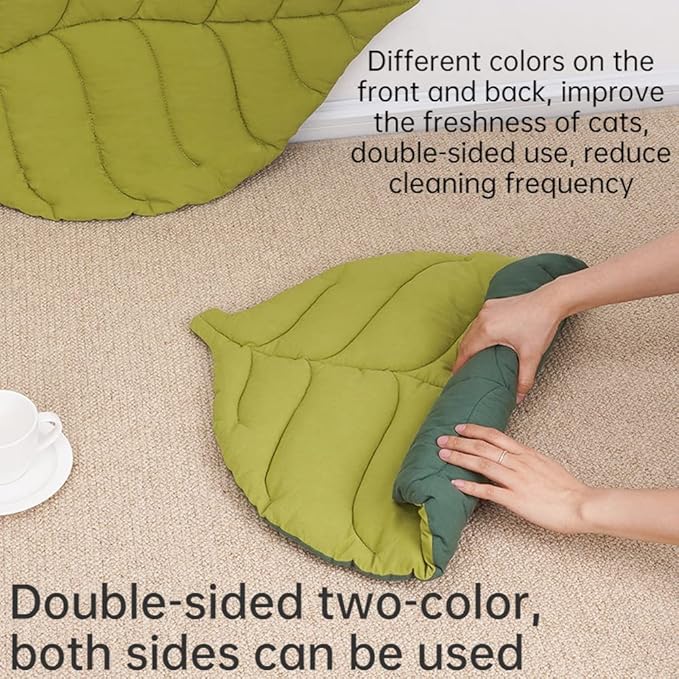Cat Mattress Leaf Shape Cat Nest Cat and Dog Double-Sided Available Floor Mat Cover Pad Warm and Comfortable Cartoon Cat Bed Indoor Warm Accessories (Ginkgo Leaves)