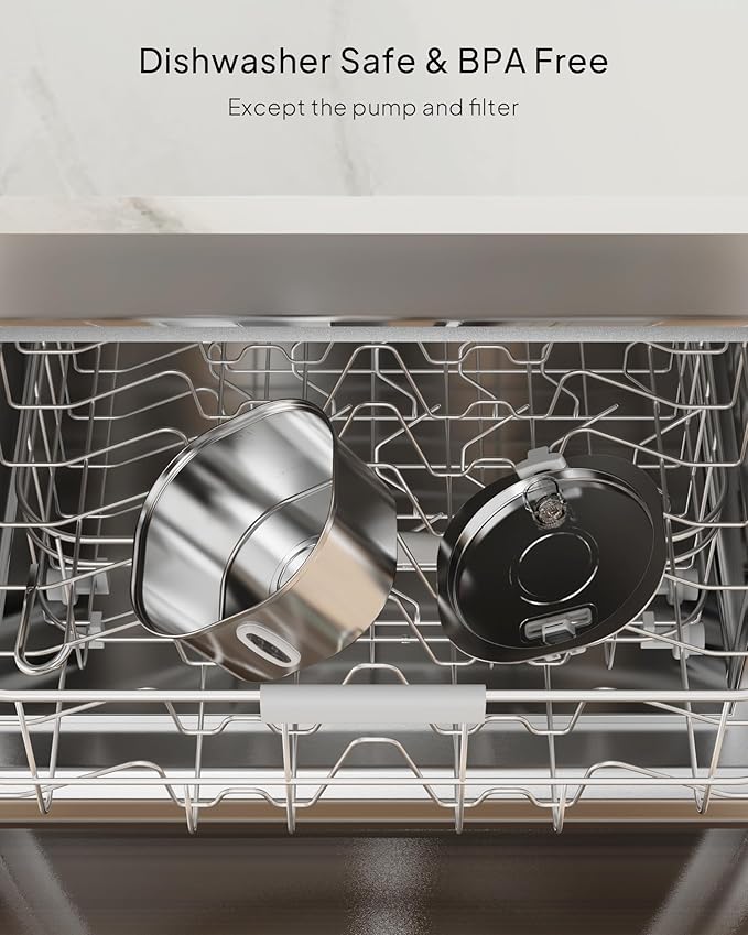 Cat Water Fountain - 3.2L/108oz Stainless Steel Pet Water Drinking Fountain for Cats Indoor, Dog Water Fountain with Water Level Window and 6 Filters + 6 Sponges