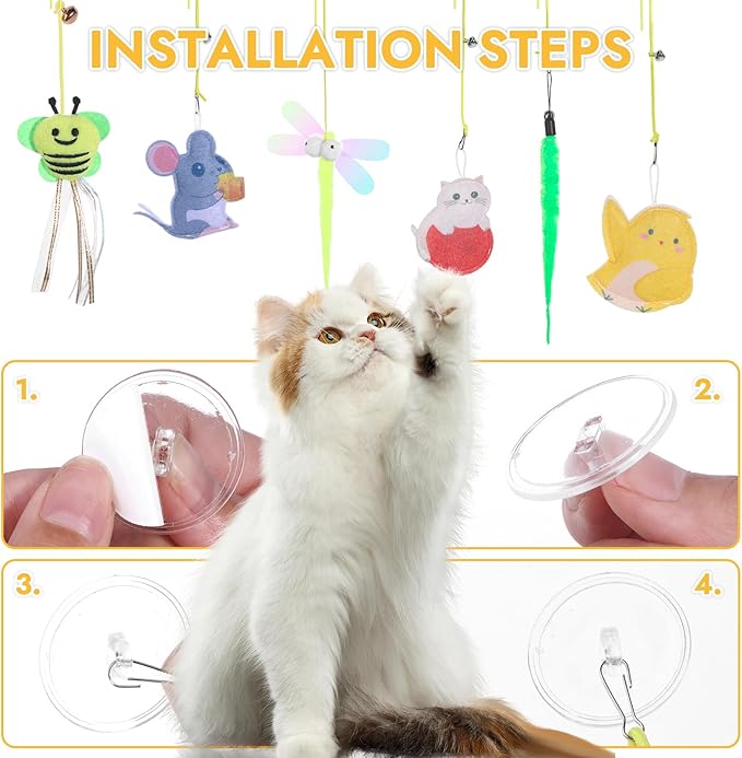 Cat Toys Indoor 8 Pcs Cat Hanging Interactive Colorful Toy Suitable for Bored Adult Cats and Kittens for Self Play Chase Exercise Mental and Physical Stimulation