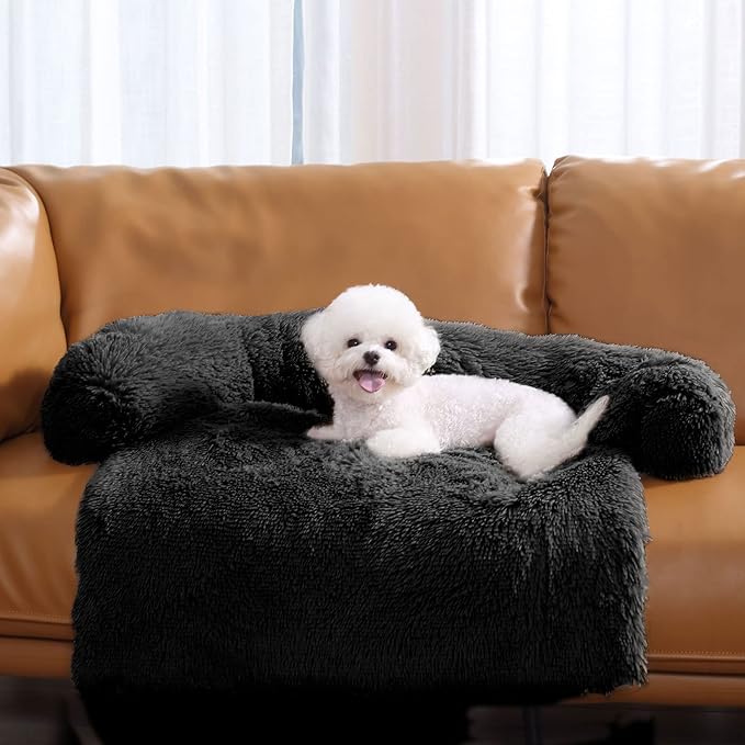 HachiKitty Dog Sofa Bed, Plush Couch Cover for Dogs, Washable Pet Sofa Mat (X-Large Black)
