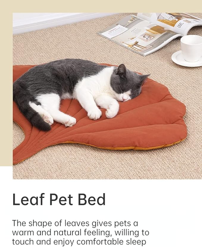 Leaf Shape Cat Nest and Dog Bed - Double-Sided, Warm and Comfortable Floor Mat Cover Pad - Cartoon Cat Bed Indoor Accessories