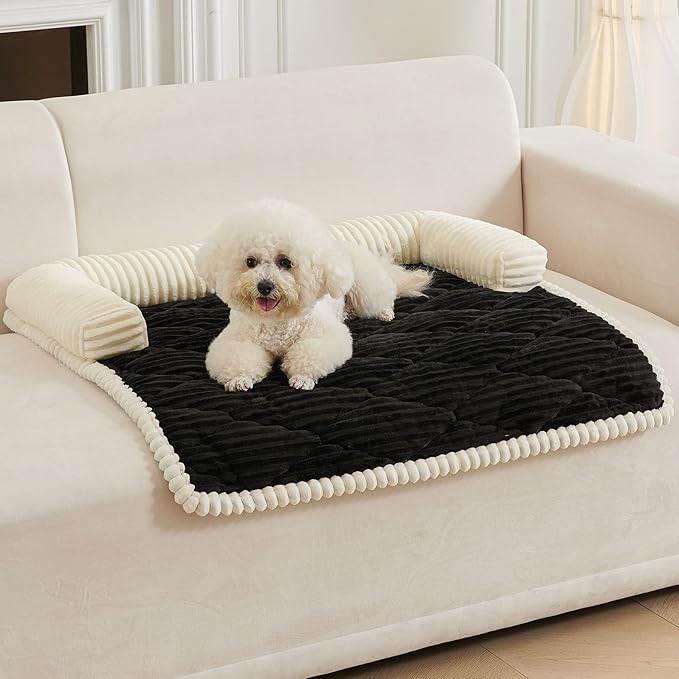 HAOMAIJIA Dog Couch Bed for Small Dogs, Non Slip Pet Couch Covers for Sofa Thick Soft Washable Dog Couch Cover Protector All Seasons Universal Dogs and Cats Bed Mat (Black, Small)