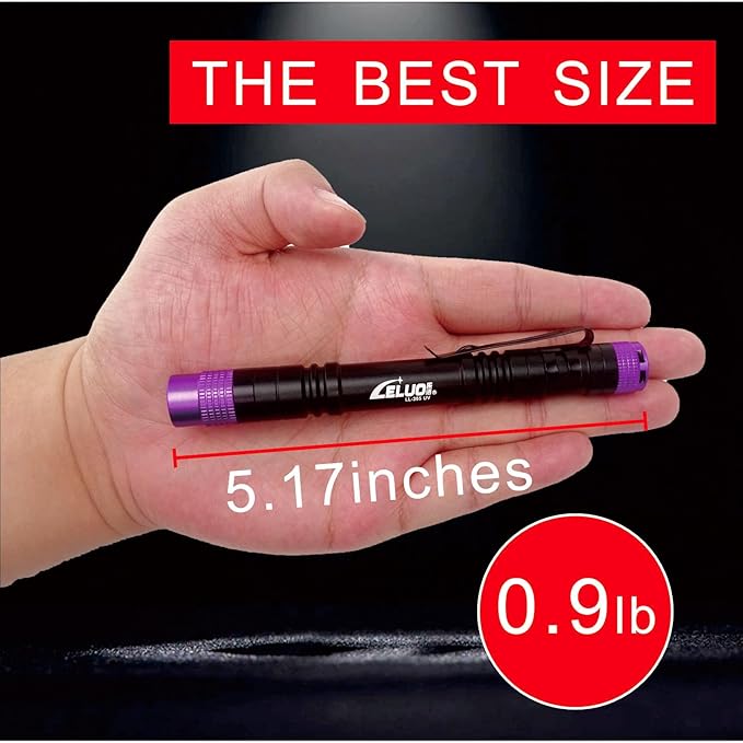 365nm UV Flashlight, Portable Black Light LED Flashlight, Mini Black Light for Pet Urine Detection, Handheld UV Flashlight for Resin Pet Urine Nails Money Pack of 2