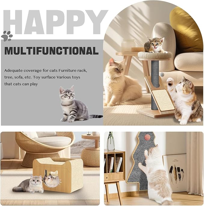 Anti Cat Scratch Couch Furniture Protector, Adhesive Cat Scratch Pad Deterrent for Furniture, DIY Climbing Cat Scratcher Couch Protector from Cat Claws Scratching for Indoor (offwhite,78.7x15.8In)