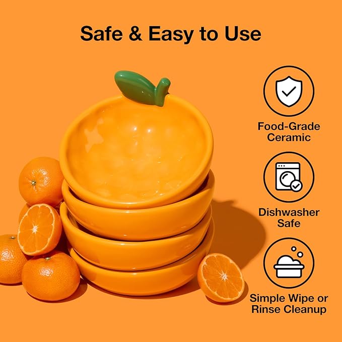 VETRESKA Ceramic Pet Bowl Tilted Design Pet Feeder for Food and Water Anti Vomit Cat Bowls for Indoor Cats Cute Tangerine Cat Bowl Dishwasher Safe