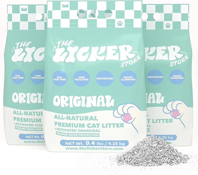 CLR2000B-SET3 Unscented Premium Clumping Bentonite Clay Cat Litter w/Activated Charcoal, Natural Odor Control, 99% Dust-Free, 9.37 LBS (Set of 3)