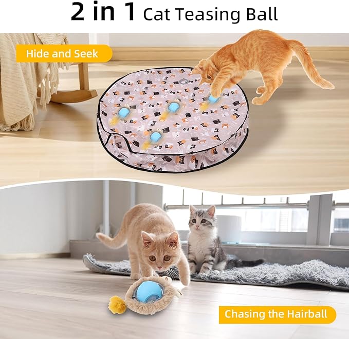 ETACCU Cat Toys,Interactive Cat Toys for Indoor Adult Cats, Automatic Rolling Ball Chase Mate, Stimulates Hunting Instincts, Hide and Seek Mouse Catching Game, 2 Speed for Adult Cats and Kittens