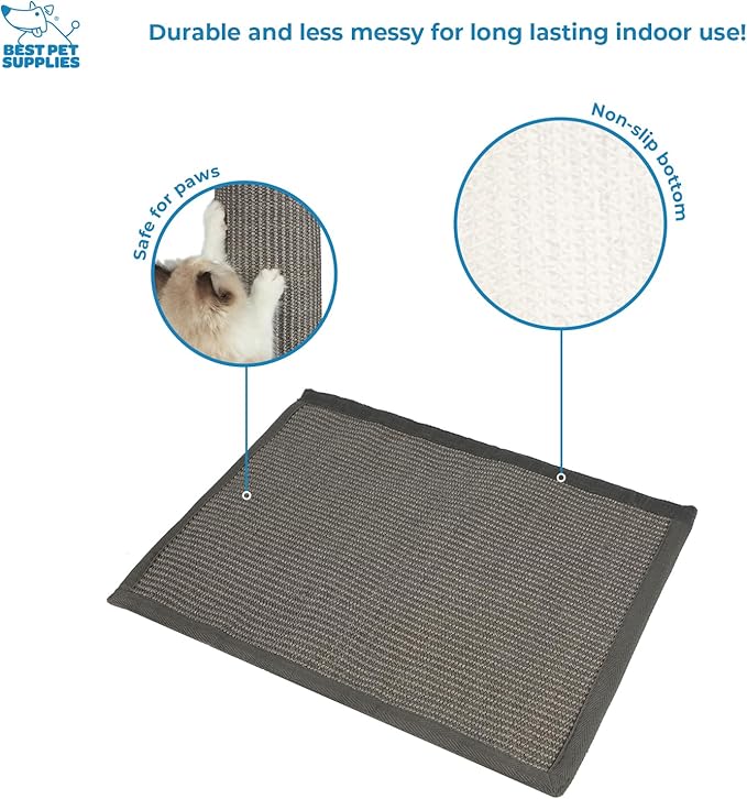 Best Pet Supplies Cat Scratchers for Indoor Cats - Interactive Hanging Log & Mat, Supports Natural Behaviors, Heavy Duty, Gray