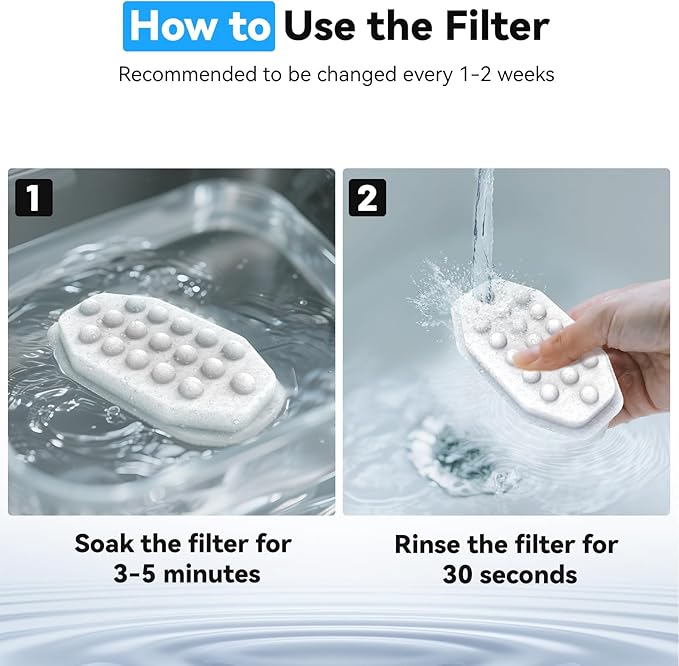 40 Packs for Cat Water Fountain Filters Replacement, Compatible with Neareal 108oz/3.2L Cat Fountain for Drinking Dog Water Dispensers (20 Replacement Water Filter + 20 Pre-Filter Sponges)