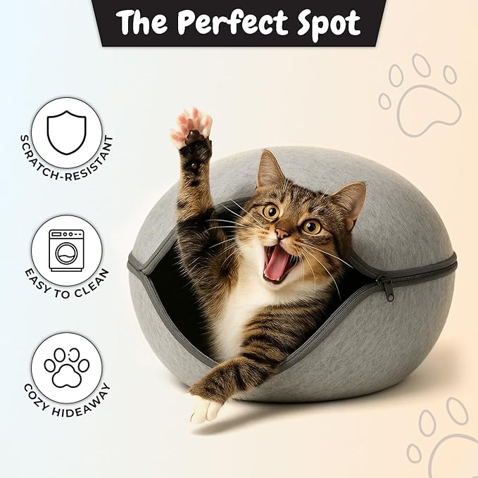 Calming Cat Bed Anti-Anxiety Soft Pet Bed for Cats & Small Dogs, Machine Washable Cat Bed Cave with Ultra Softness, Non-Slip Bottom Kitten Bed (24.0" L x 24.0" W x 12.0" Th)