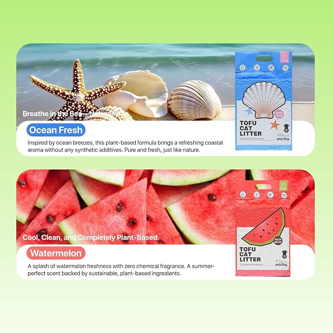 Tofu Cat Litter Natural Clumping Tofu Cat Litter, Fast Clumping and Easily Scoop-able 5.5lb/88oz 5 Scents - Peach, 6 Pack