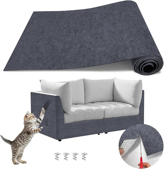 Cat Wall Scratcher Mat, Anti Cats Scratch Furniture Couch Carpet Corner Protector for Indoor, Trimmable Cat Scratching Pad Board Sofa Replacement Deterrent from Cat Claws (Darkgrey,39.3x15.8In)