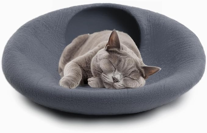 Woolygon Premium Wool Cat Cave Bed - Felt Cat Cave Handmade from 100% Merino Wool, Pet Friendly Felt Cat Bed for Indoor Cats and Kittens