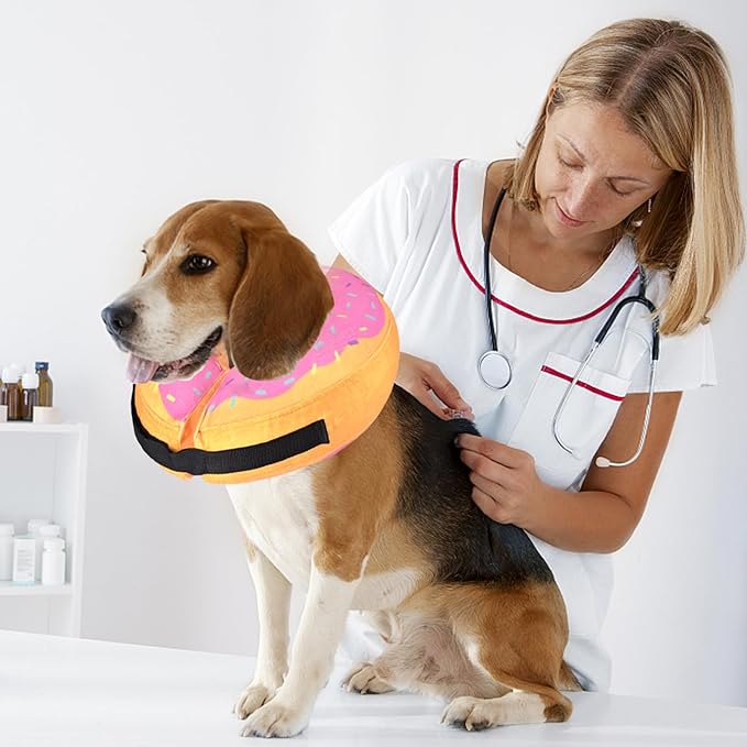 Katoggy Inflatable Dog Cone Collar for Dogs After Surgery, Soft Adjustable Blow up Donut E-Collar for Small Medium Large Dogs and Cats